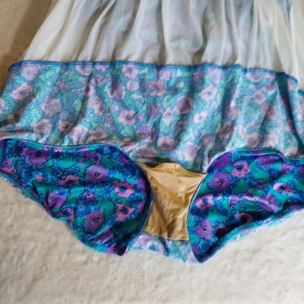 Maxine of Hollywood Blue Green‎ Purple Pink Floral Swimsuit with side splits - Picture 11 of 14